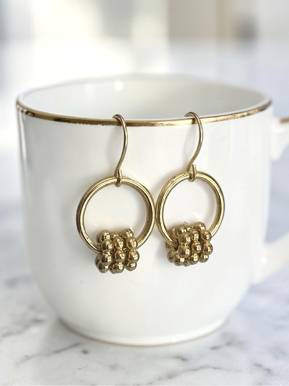 5 For $25💫Gold Hoop Dangle Earrings with Cluster Accent